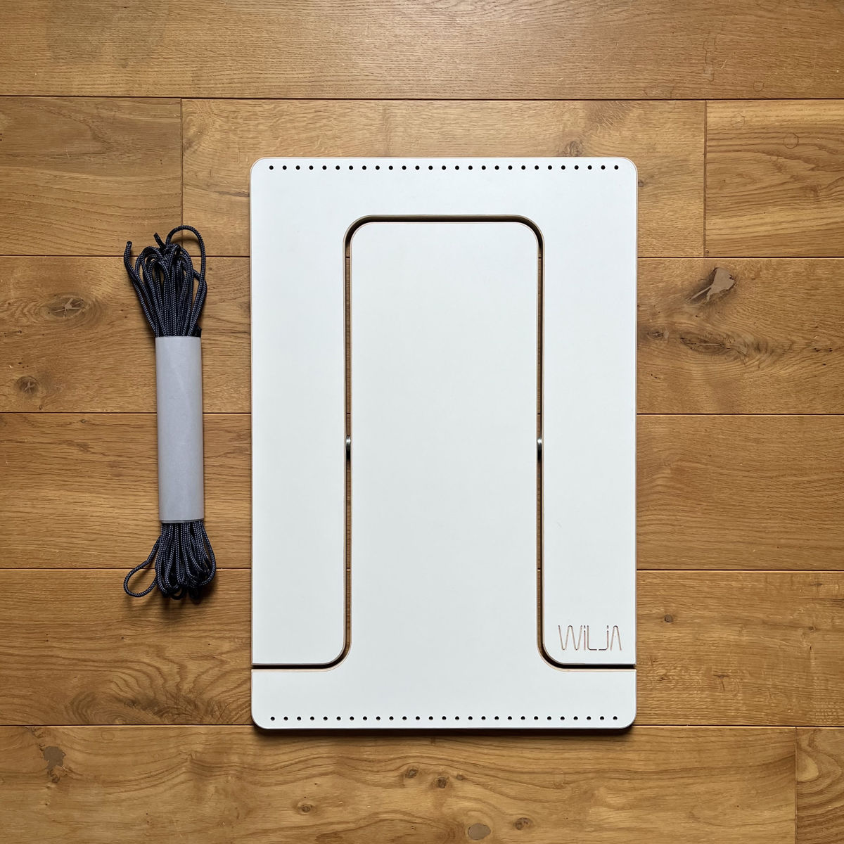 WILJA DIY Seit für Klapphocker Karl faltbar aus Holz mit Seil in dunkelblau mobiles Sitzmöbel