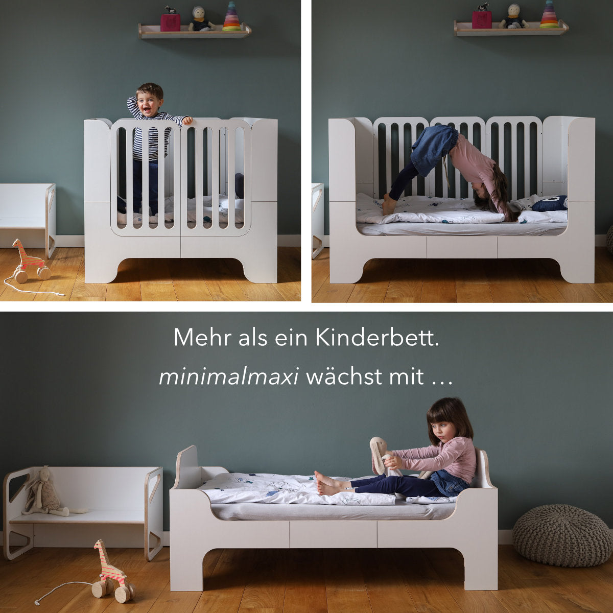 mitwachsendes Babybett Beistellbett Minimalmaxi / Starterset / 0 - 18 Monate