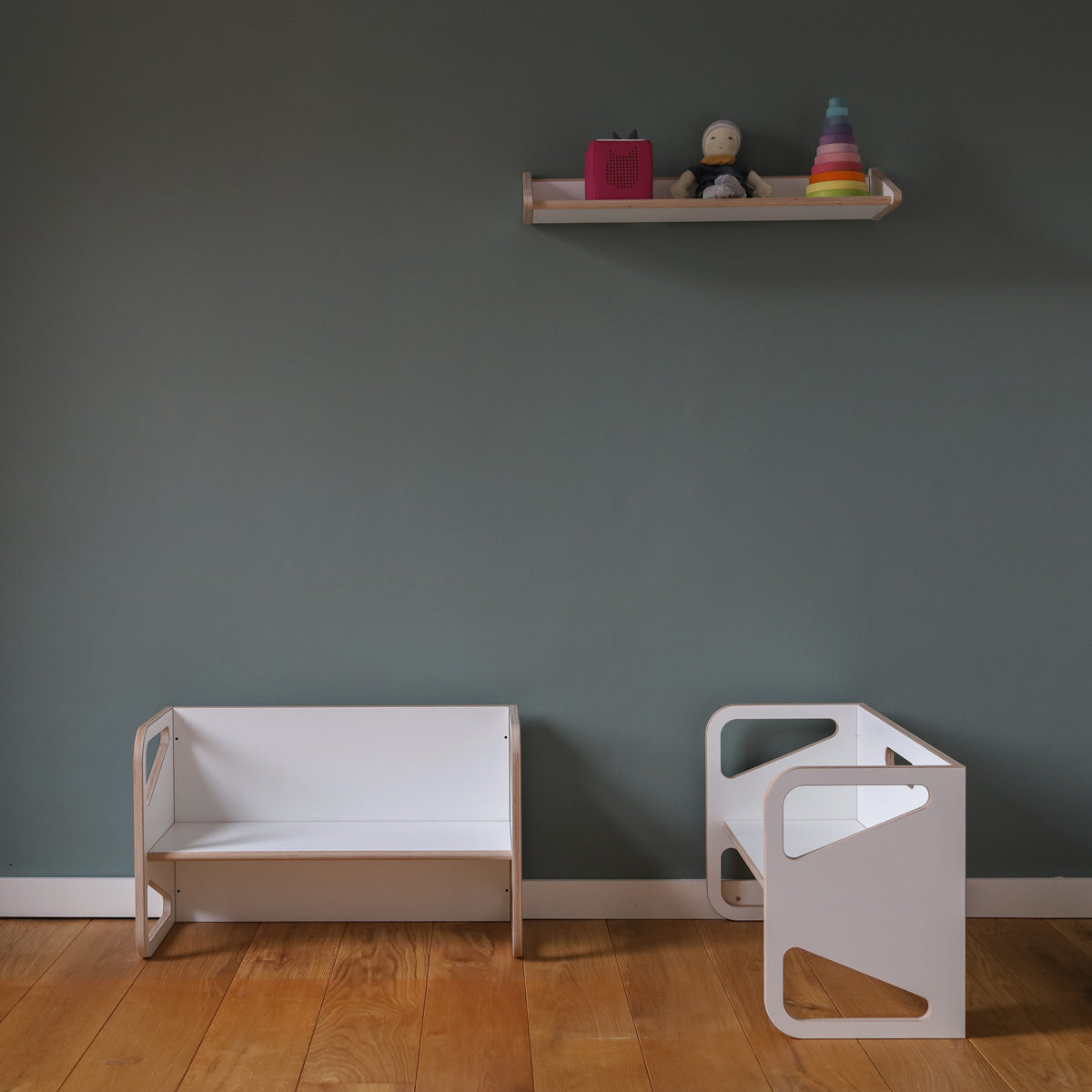 WILJA mitwachsende Kinderbank Lilo zwei Bänke weiß